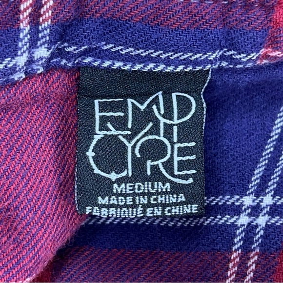 MEDIUM WOMENS EMPYRE RED PLAID HOODED BUTTON FRONT LONG SLEEVE - Picture 9 of 11